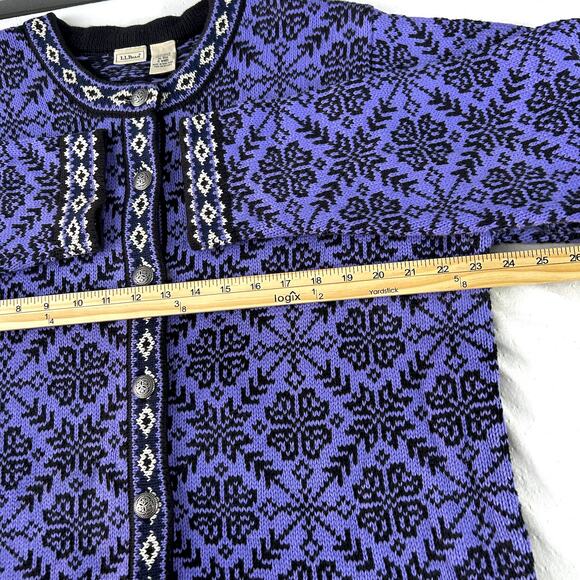 Vintage 90s L.L. Bean Norwegian Wool Nordic Fair Isle Coquette Ski Lodge XL - Picture 7 of 8